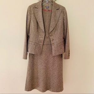 Ann Taylor Tan Midi Dress with Blazer Set